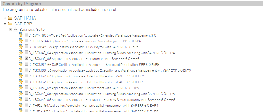 SAP Consultant Registry: Search by Program