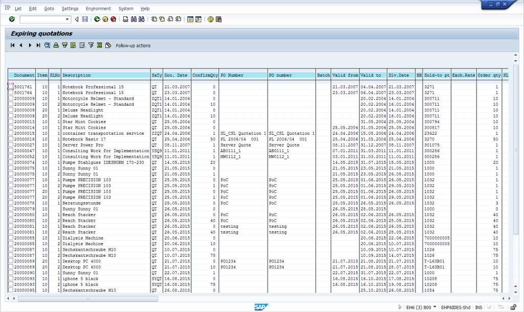 SDQ1 - Expiring sales quotations