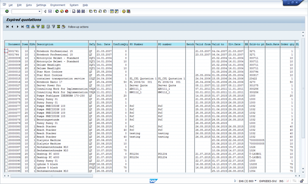 SDQ2 - Expired sales quotations