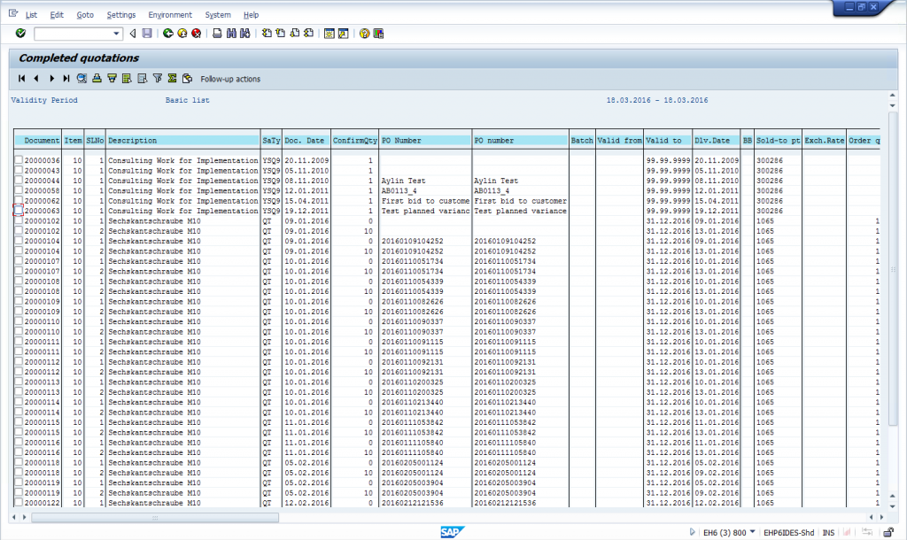 SDQ3 - Completed sales quotations