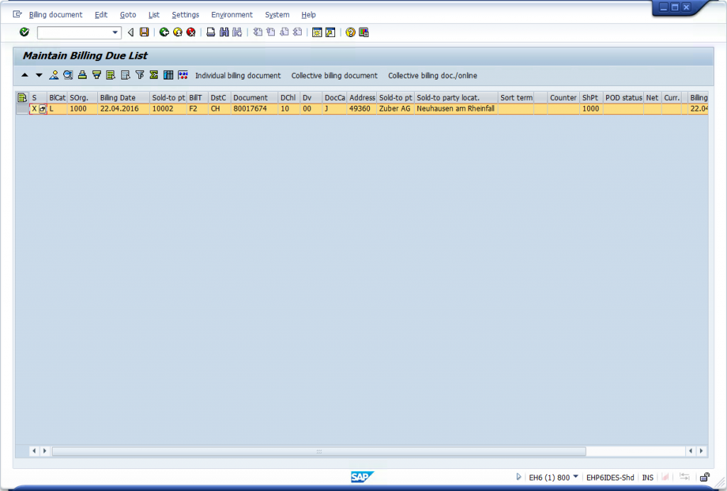 VF04 - Create Billing Document