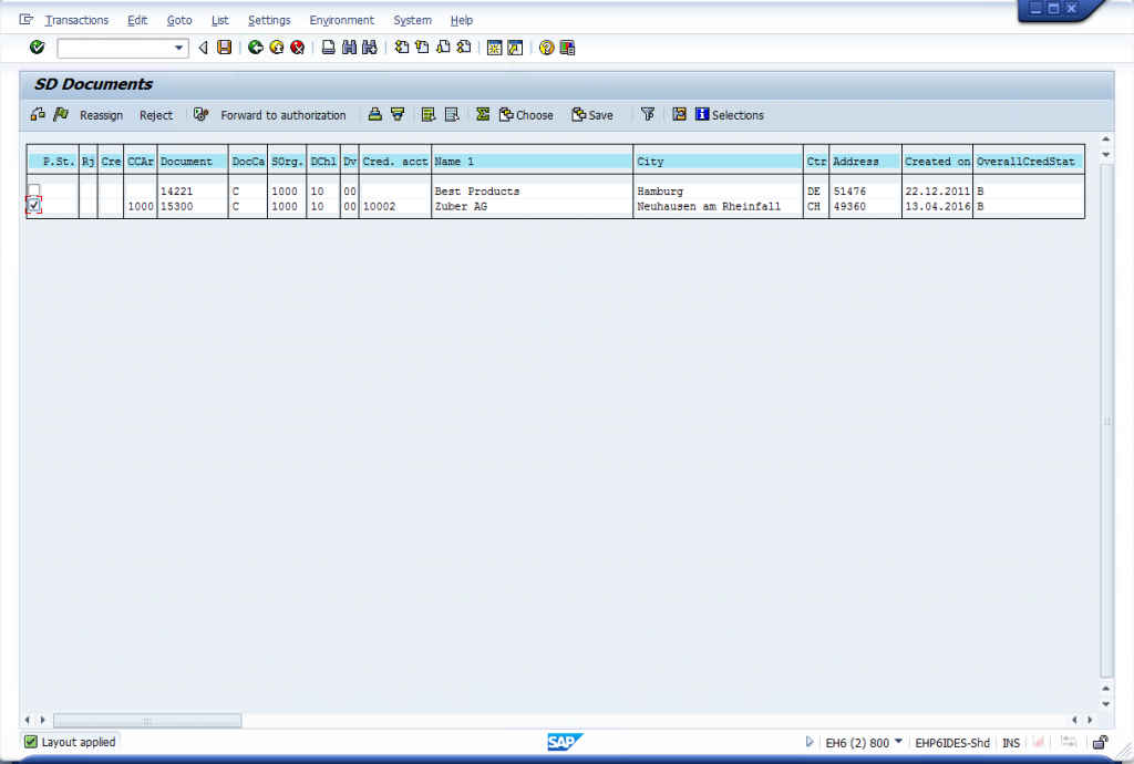 VKM1 - Release Sales Order in Credit Management