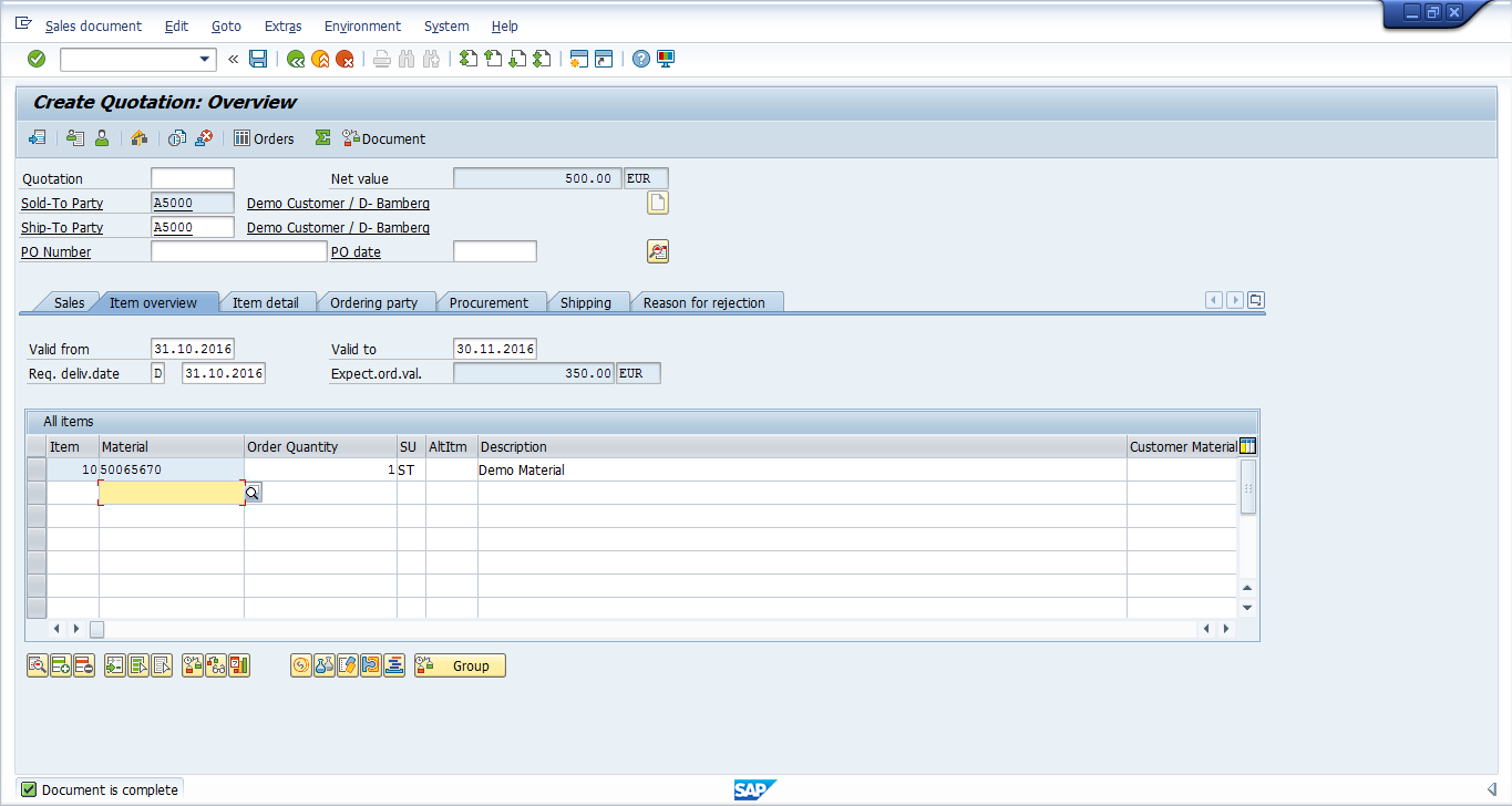 SAP SD Quotation is Complete