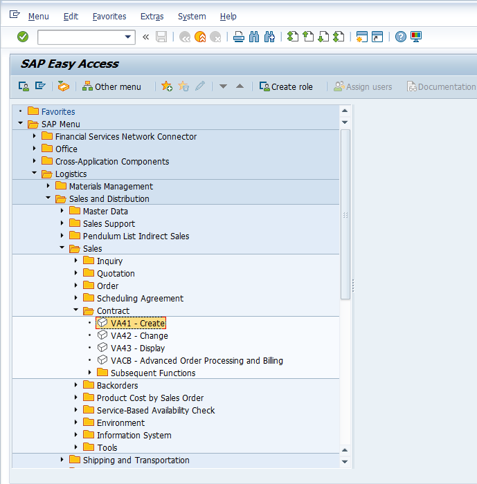 VA41 Transaction for Creation of Quotation in SAP Menu