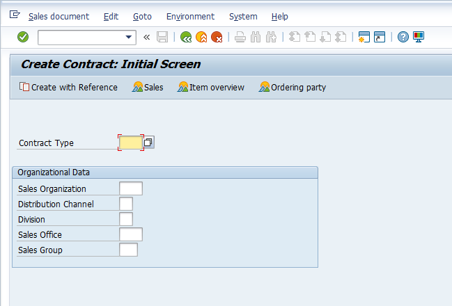 Create Contract – Initial Screen