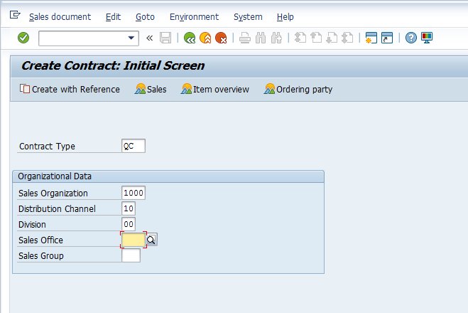 Fill in Sales Area Data