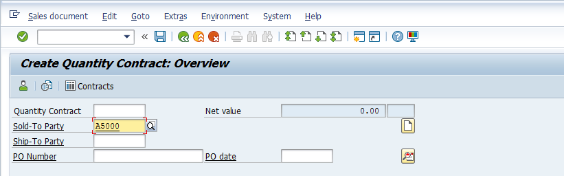 Sold-To Party Populated into the Contract