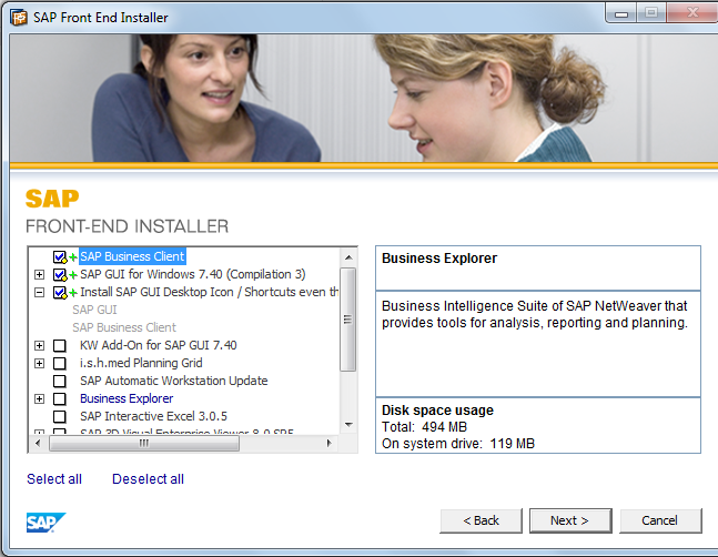 SAP Front-end Installer- Select Components