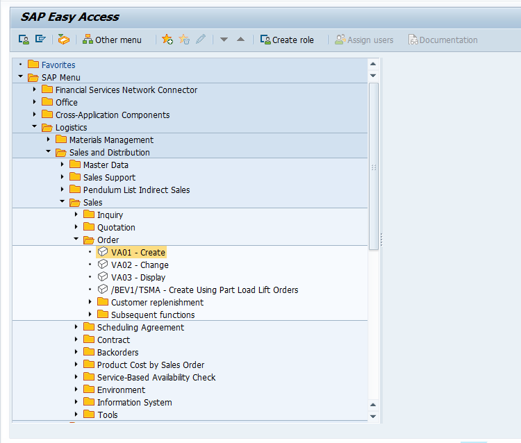 VA01 Transaction for Creation of Quotation in SAP Menu