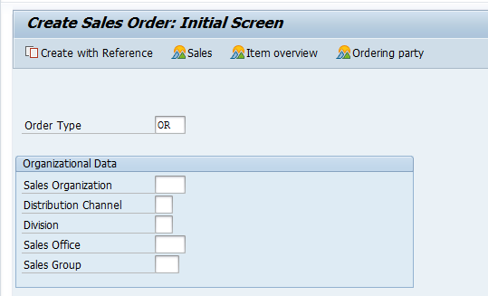 Create a Standard Sales Order with Type "OR"