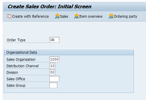 Fill in Sales Area Data