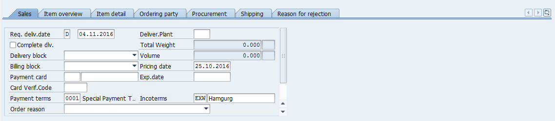 SAP SD Sales Order Overview