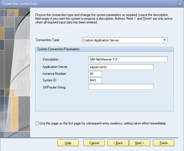 Fill in Connection Parameters