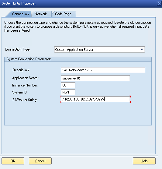Sample Configuration of SAProuter String