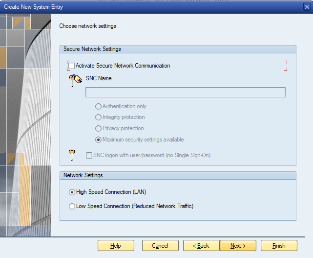 Network Settings for SAP Logon