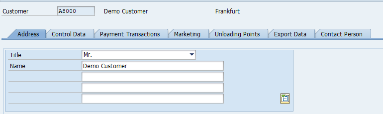 Customer Master – General Data &gt; Address, Additional Fields