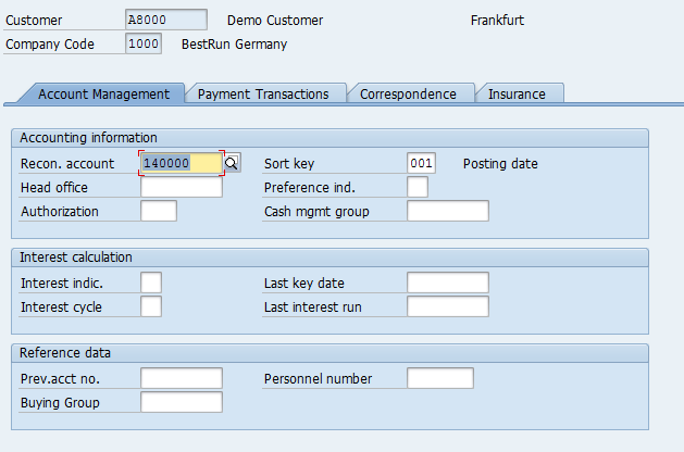 Customer Master – Company Code Data > Account Management