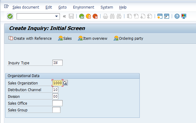 Fill in Sales Area Data