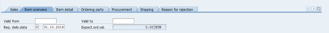 Item Overview of SAP SD Inquiry