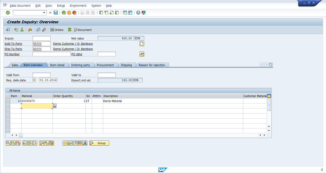 SAP SD Inquiry