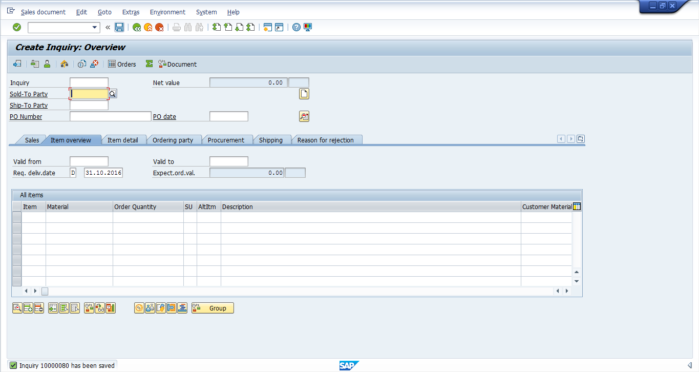 How To Create SAP SD Inquiry Free SAP SD Training