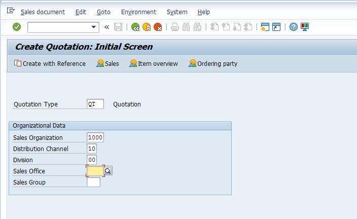 Fill in Sales Area Data