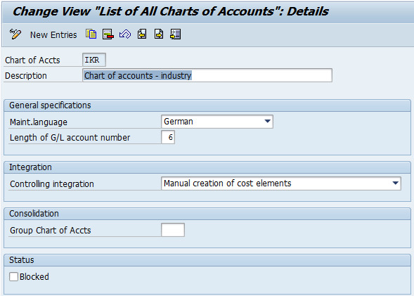 Operating Chart Of Accounts Sap