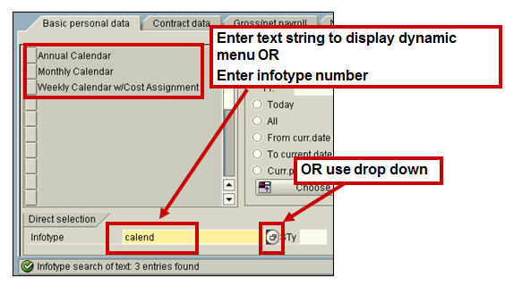 Infotype selection