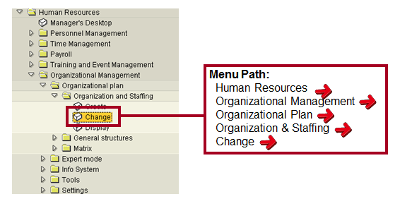 sap hr change organizational assignment