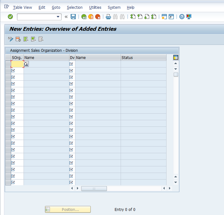 Division Configuration – Assigning Division > New Entries