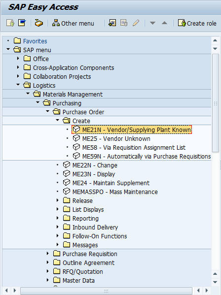 SAP Menu Path to Create a Contract Release Order