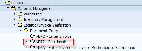 SAP Menu Path to Enter an Invoice from the Vendor