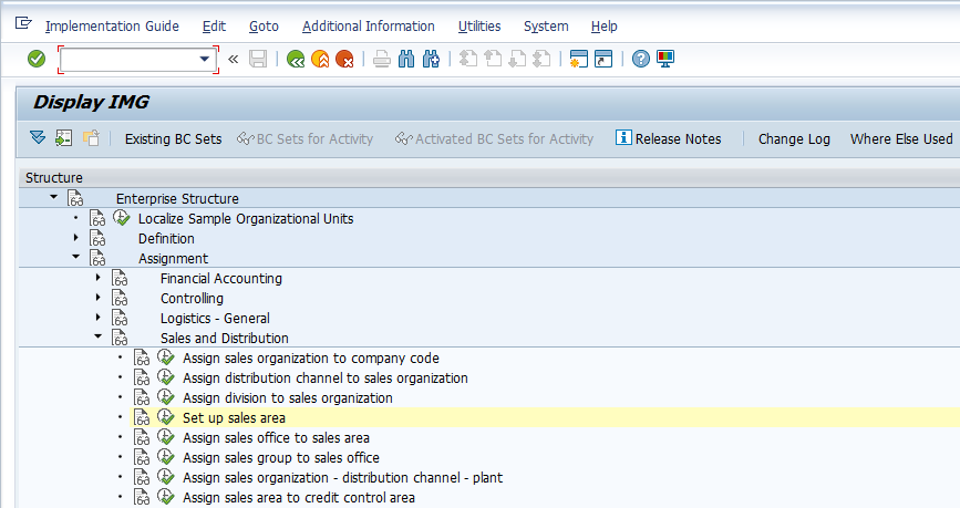 Sales Area Configuration – Setup Sales Area