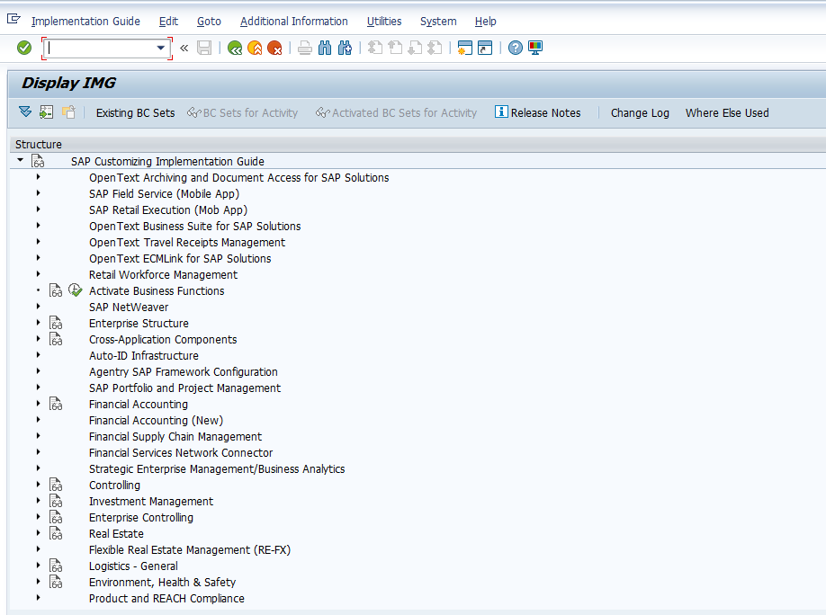 SAP Customizing Menu