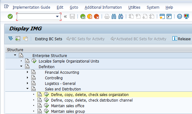 Sales Organization Configuration – Define Sales Organization