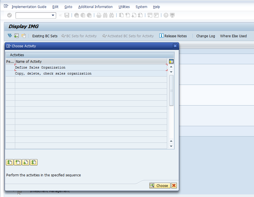 Sales Organization Configuration - Define Sales Organization Dialog