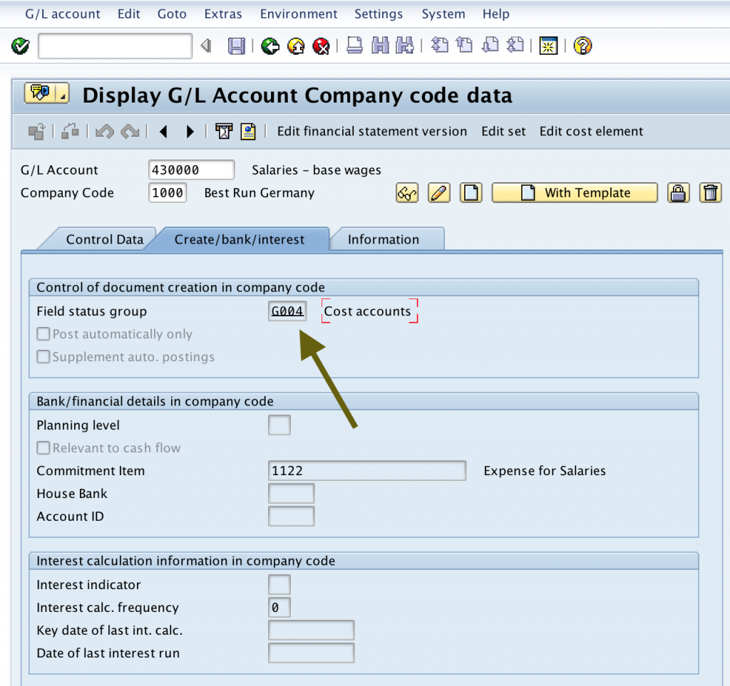 Field Status Group in G/L Account (Transaction FSS0)