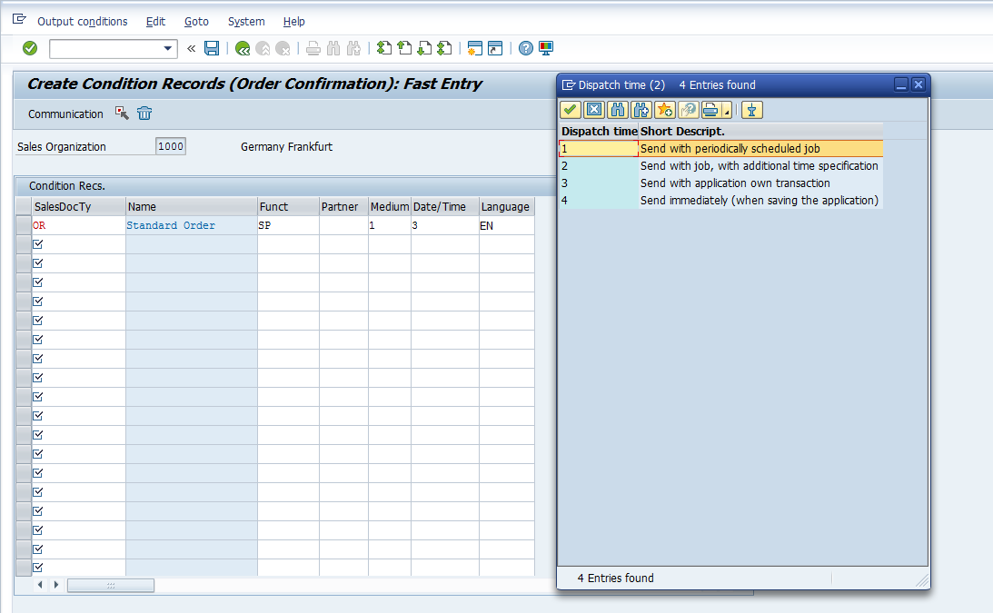 Output Master Data - Entry Screen > Time / Date Options