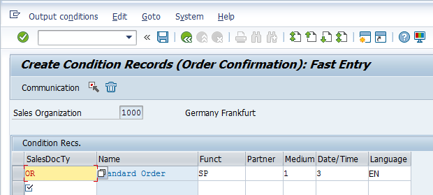 Output Master Data - Entry Screen > Selecting a Record