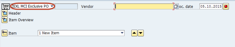 Create a Subcontracting Purchase Order - Select a Document Type and Provide a Vendor