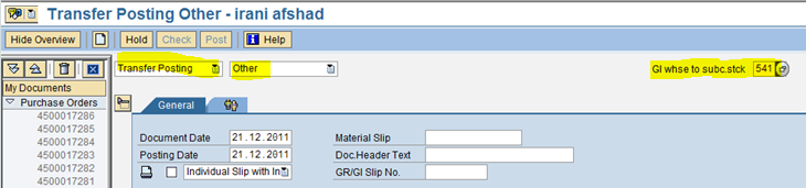 Create a Transfer Posting in MIGO Transaction