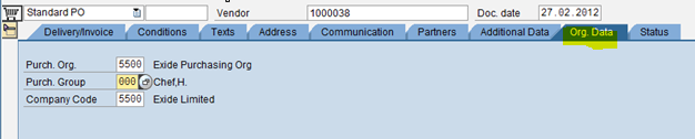 ME21N - Enter Organizational Data