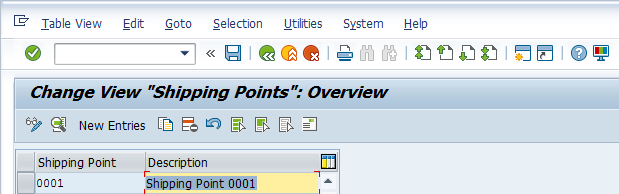 Shipping Point Configuration – Define Shipping Point - Existing Shipping Points