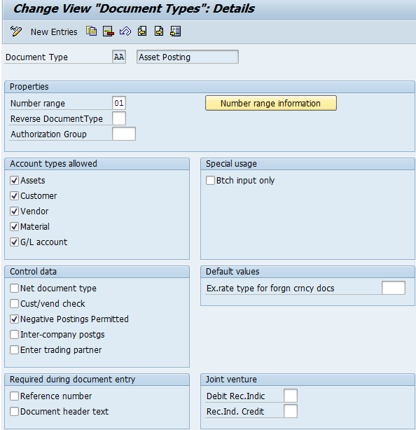 Configuration of SAP FI Document Types