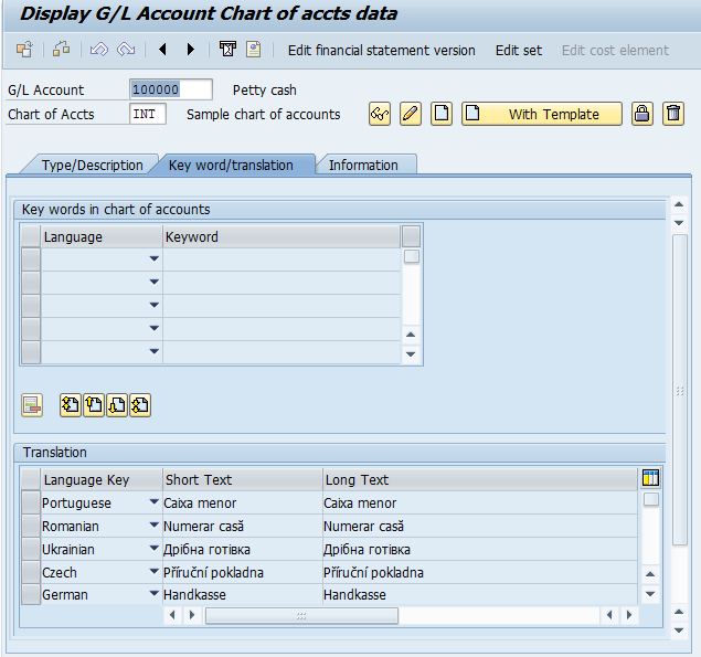 G/L Account Creation: At The Chart of Accounts Level (Tab 2)