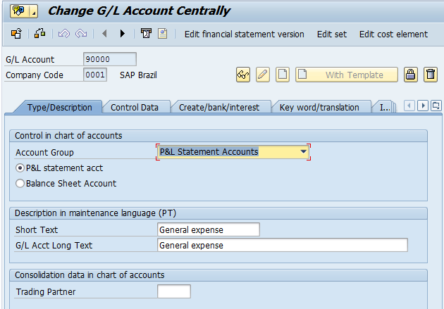 SAP P&amp;L Statement Account (Transaction FS00)