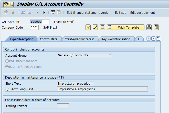 Creation of G/L Account Centrally (Chart of Accounts Level)
