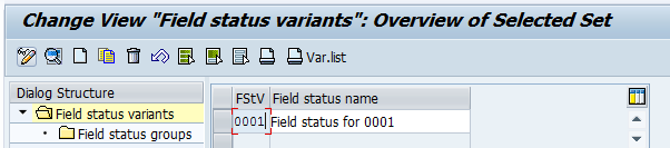 SAP Field Status Variant 0001