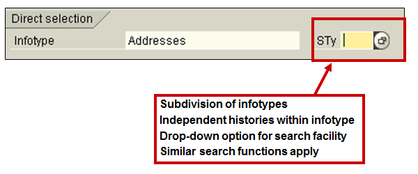 Infotype subtypes selection (Transaction code PA20 or PA30)