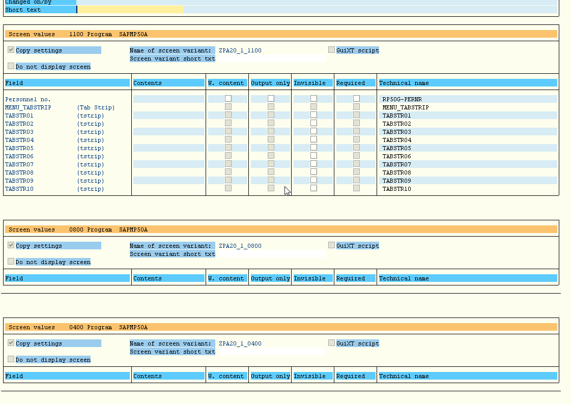 Summary Screen with Settings of the New Transaction Variant (1)